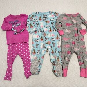 Baby Girl Clothes Lot 12 Months Pajamas Mixed Brand Multicolor Whales Pink Heart